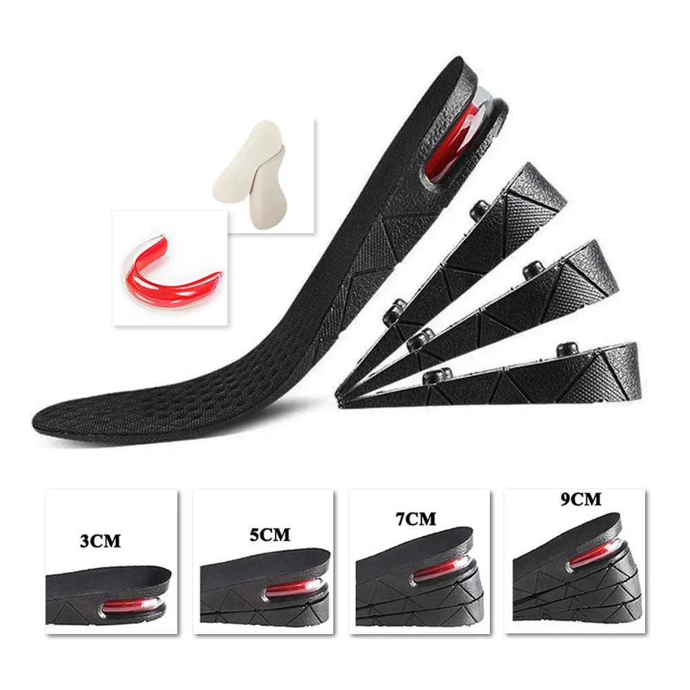 3-9cm Invisible Height Increase Insole Cushion Height Lift Adjustable Cut Shoe Heel Insert Taller Support Absorbant Foot Pads