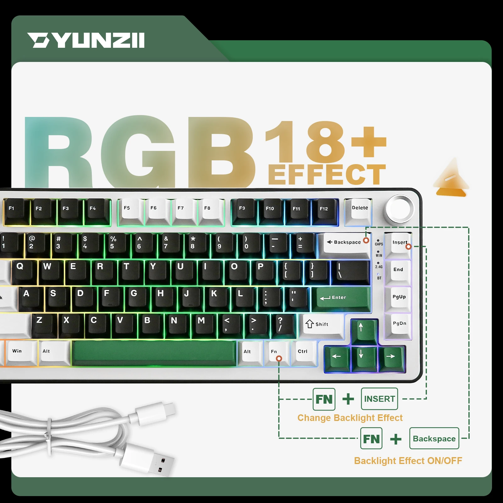 Imagem -03 - Yunzii B75 Pro Preto 75 Teclado Mecânico sem Fio de 82 Teclas para Jogos Junta de Troca Quente Personalizado Rgb bt Tipo-c 2.4g Botão Cremoso Keeb