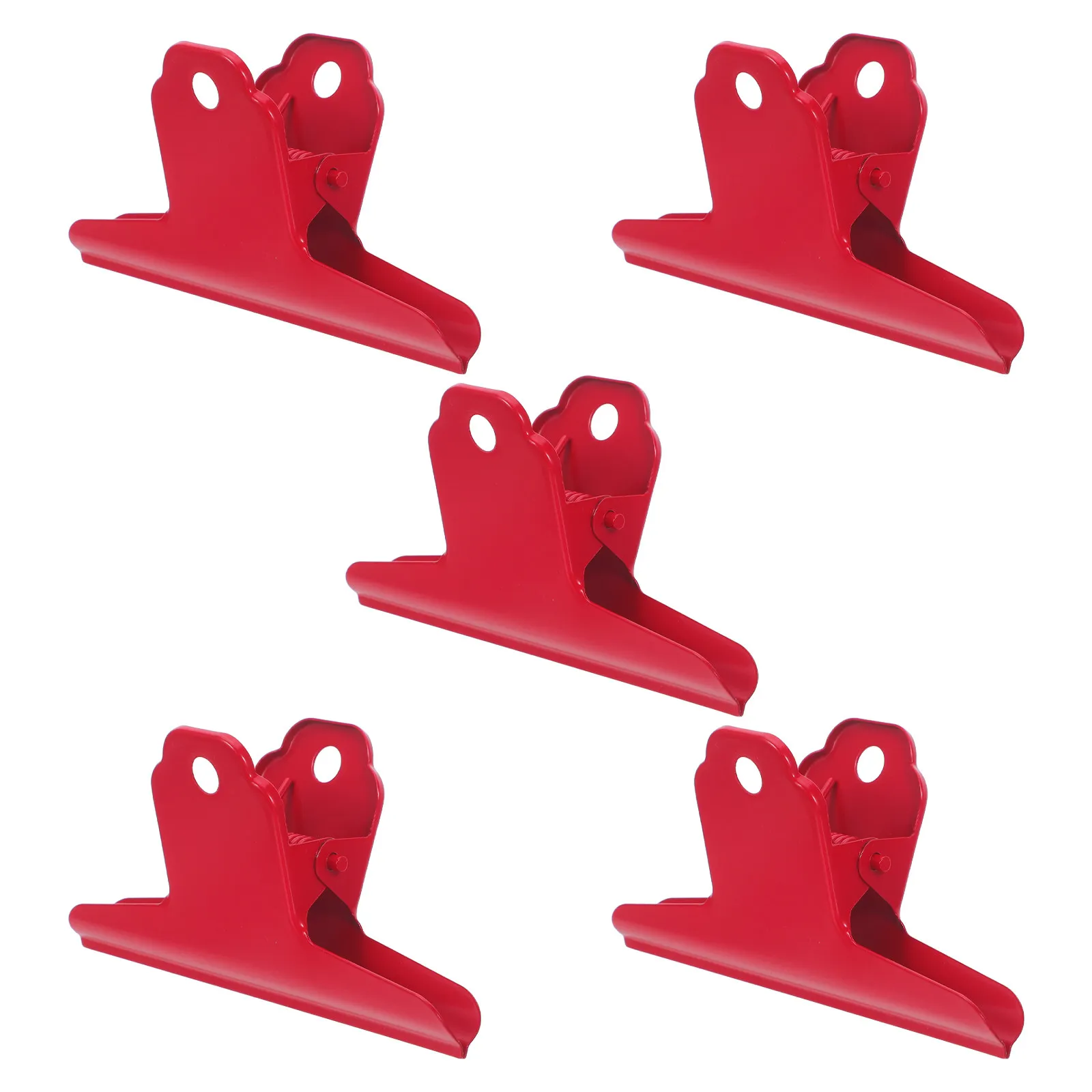 5Pcs Ticket Folder Metal Bulldog Clips Red Large Binder Clips for Office Document Filing Invoice Sorting Heavy Duty Paper