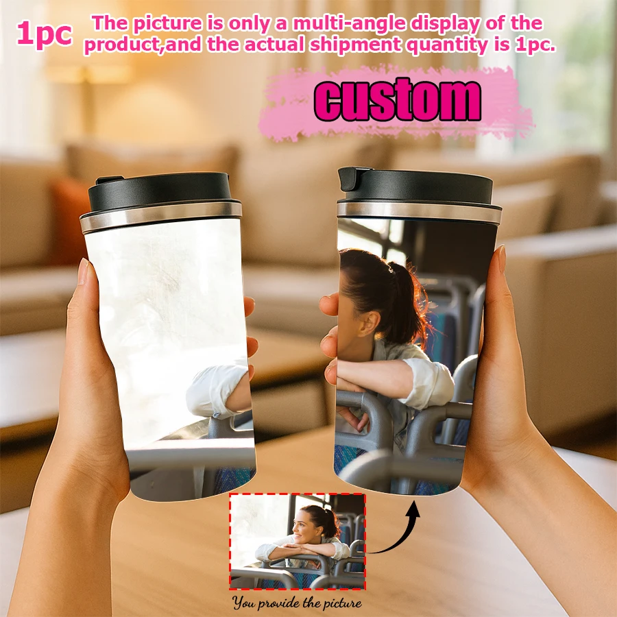 1pc 16oz Custom Photo Stainless Steel Insulated Coffee Cup, Perfect for Christmas, Thanksgiving, New Year, Birthday Gifts for Me