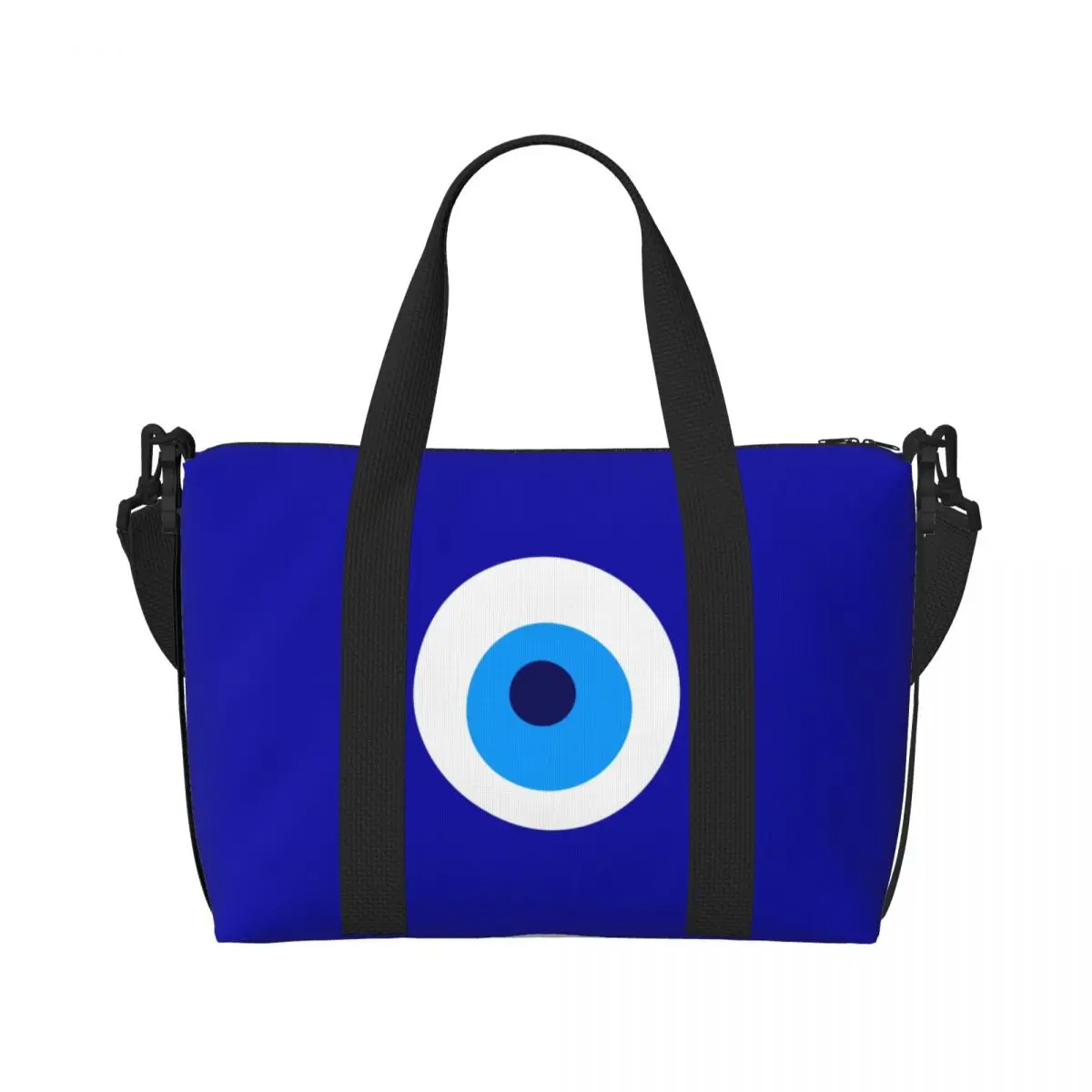 Custom Nazar Evil Eye Protection Symbol Tote Bag Women Large Capacity Amulet Turkish Beach Gym Shoulder Travel Bag