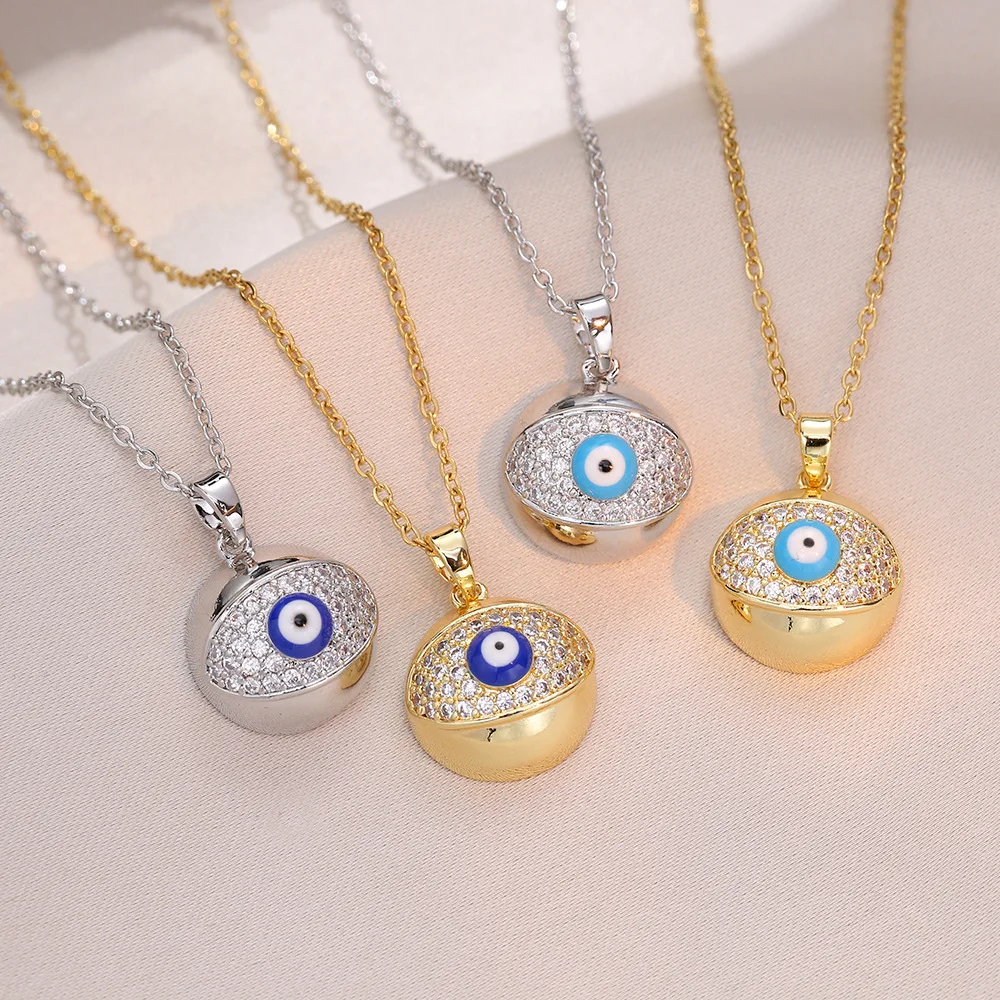 بوهو كريستال جولة عيون الشيطان التركية قلادة قلادة للمرأة مجوهرات الذهب اللون رقيقة الترقوة سلاسل تركيا المختنقون بيجو