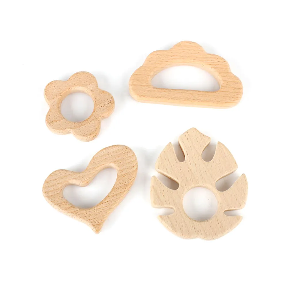 1pc Baby Teether Wooden Food Grade Cartoon Animals DIY Kids Teething Necklace Nursing Toy Natural Beech Wood Baby Rodent Teether