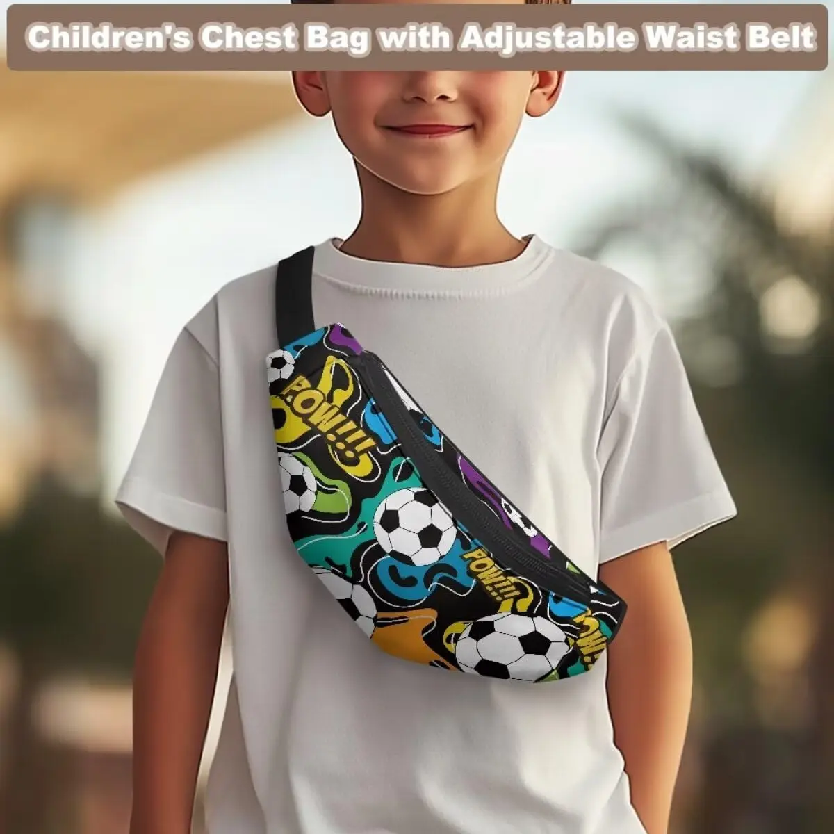 Fanny Pack for Boys Cool Soccer Printed Small Crossbody Shoulder Bag Waist Pack for Little Boys Sport Travelling Hiking
