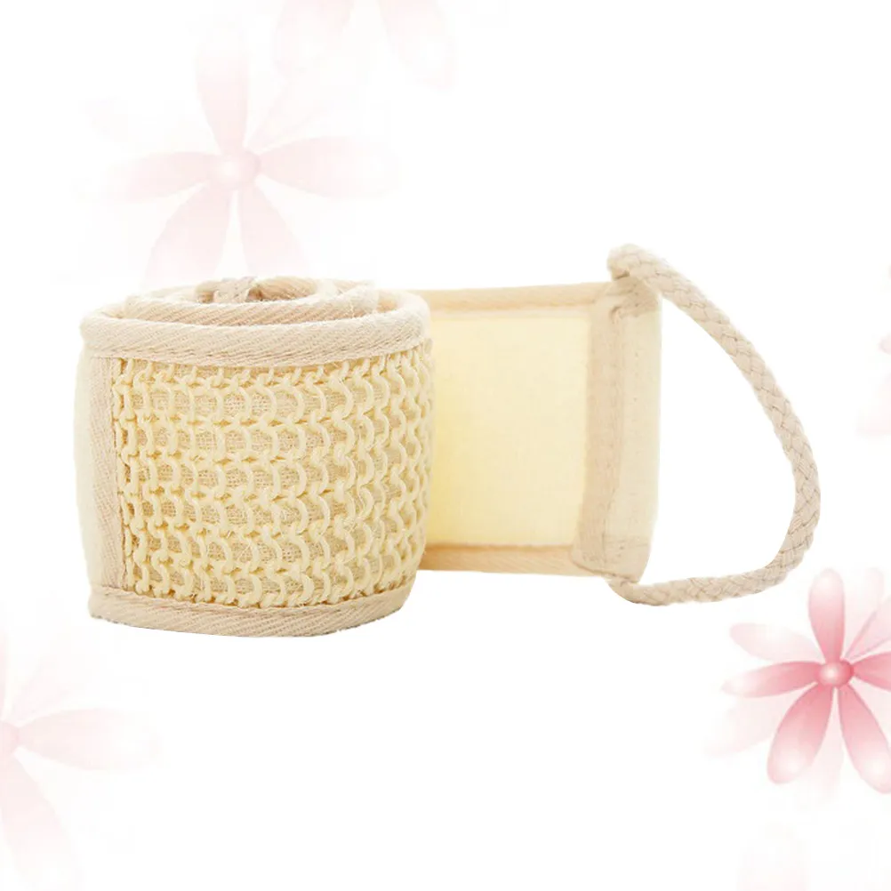 Natural Cotton Linen Strip Scrub Body Towel For Relaxing Bath Adult Beige Exfoliating Back Scrubber Pull Shower