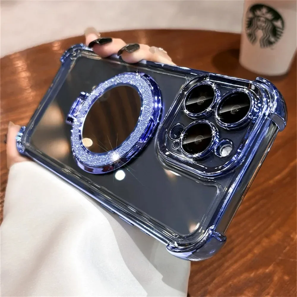 Glitter Makeup Mirror Holder Case For For Samsung Galaxy A55 A15 A54 A14 A35 A12 A05 A34 A52 A52S A03 A32 A53 A23 A05S A22 A73