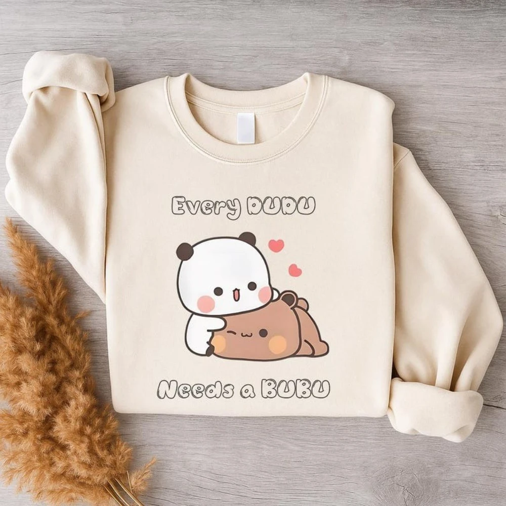 Every DUDU Needs A BUBU Matching Couple Kawaii Bear Pullover Cute Bubu Dudu Sweatshirt Men Women Casual Tops Memorial Day Attire