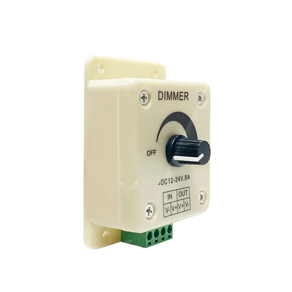 Led Dimmer Schakelaar Dc 12V 24V 8a Verstelbare Helderheid Lamp Lamp Strip Driver Enkele Kleur Licht Voeding Controller