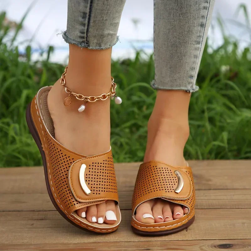 

2024 Women's Summer Slippers Wedges Open Toe Beach Sandals Woman Causal Comfort Flip Flops Heeled Slides Pantuflas De Mujer