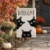 Black Cat Garden Flag 12 x 18 Inch Halloween Garden Flag Welcome Yard Flag Double Sided Burlap Holiday Farmhouse Home Outdoo jjp