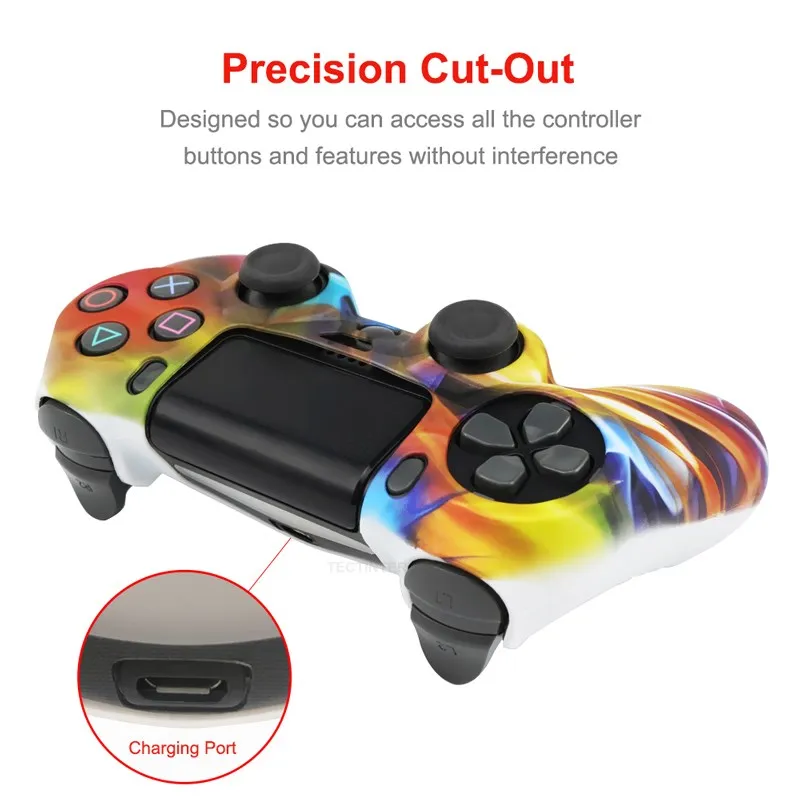 Silicone Rubber Case For Sony PS4 Controller Cover Shell with 2 thumbsticks Grips Cap For PS4 Pro Gamepads Joystick Accessories image 5