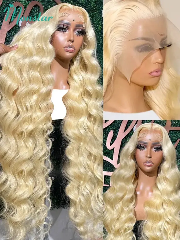 13X4 HD Lace Wig Blonde 613 13x6 Human Hair Frontal Blonde Colored 24 40 Inch Body Waves Glueless Waves Wig 150 Density