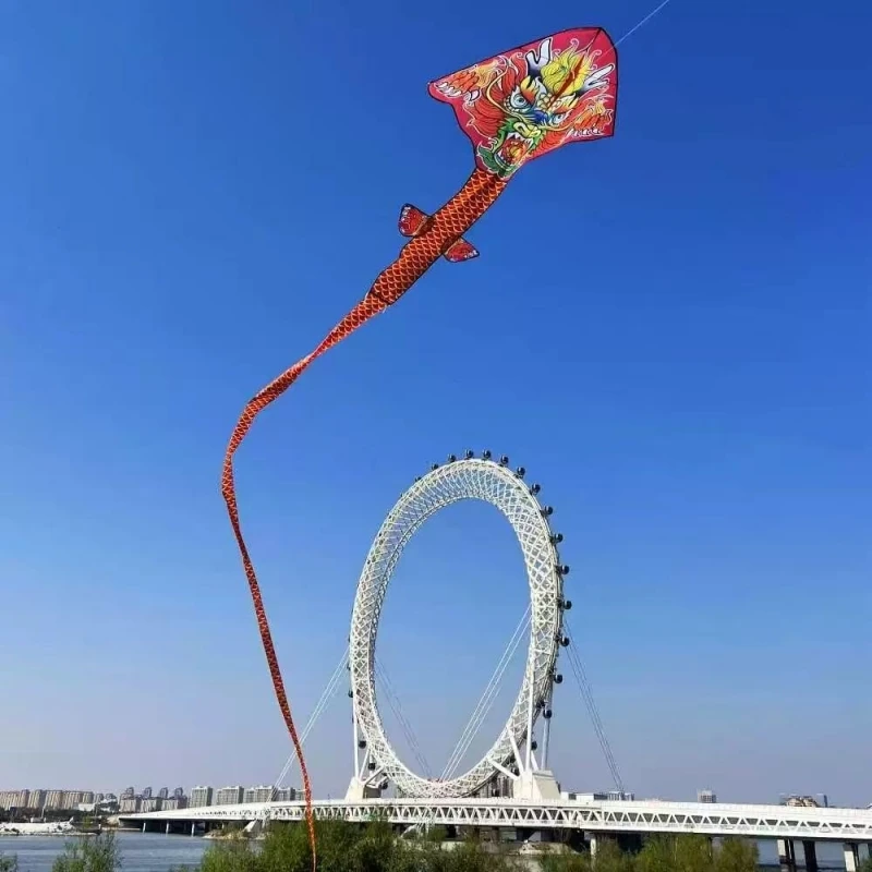 100m chinois dragon cerf-volant volant poignée ligne grand cerf-volant professionnel cerfs-volants toupie avec corde puissance cerf-volant acquilone aigle cerf-volant
