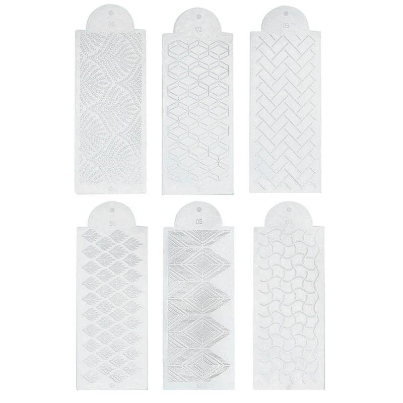 

6Pcs Fondant Cake Mesh Stencil Embossing Cake Stencils Decorating Tool Spray Mold For Chocolate Drawing Painting