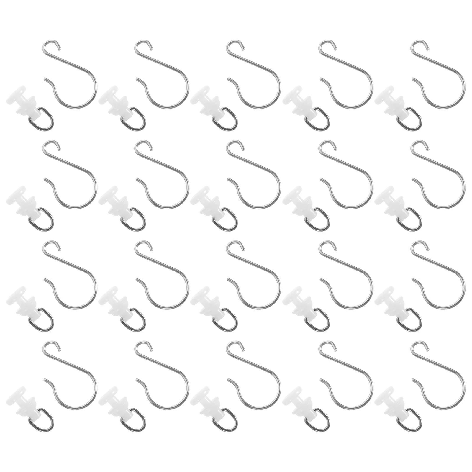 

30 set Curtain Gliders Hooks Stainless Steel Plastic Smooth Sliding Replacement For Shower Bathroom Curtains Long Lasting