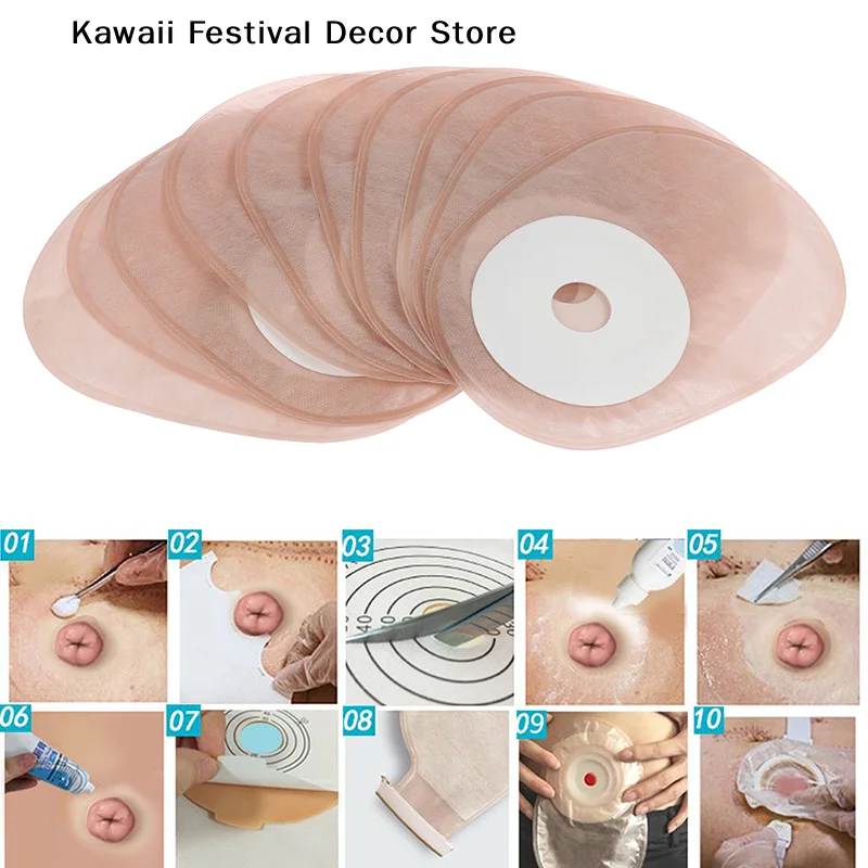 【K】10pcs Drain Valve One-piece System Colostomy Bags For Adults Disposable Colostomy Pouch Opening 25-55mm With Clip Closure