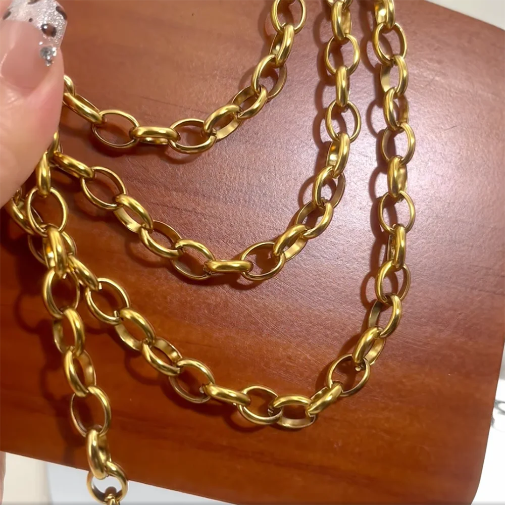1Meter Stainless Steel Chain 7.5mm/9.5mm/11mm Wide Handmade Chain For DIY Bracelets Necklaces Jewelry Making Crafts Accessories