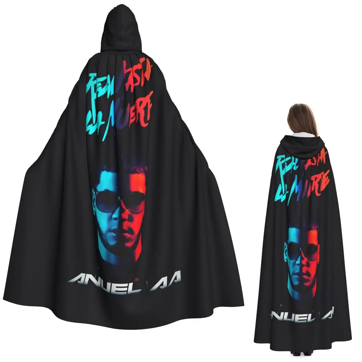 

Модный популярный рэпер Anuel AA длинный плащ с капюшоном ведьма средневековый костюм косплей накидка Хэллоуин вечеринка для взрослых унисекс