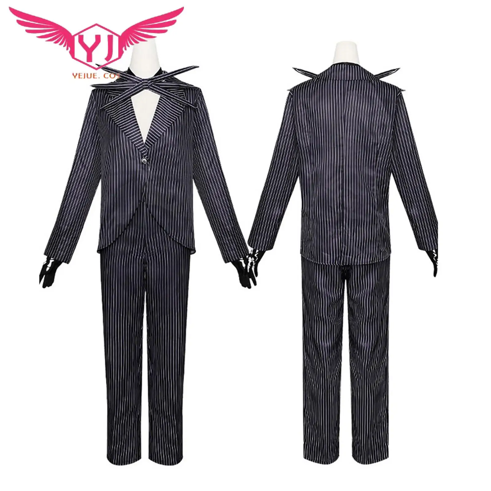 Kid Adult The Night Jack Cosplay Costume Uniform Jacket Pants and Mask Outfit Christmas Halloween Carnival Party Fancy Suit