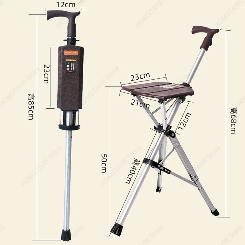 Foldable Cane With Seat, One Click Open Anti Slip Trekking Stool, Portable Rest Chair For Seniors Outdoor Walking