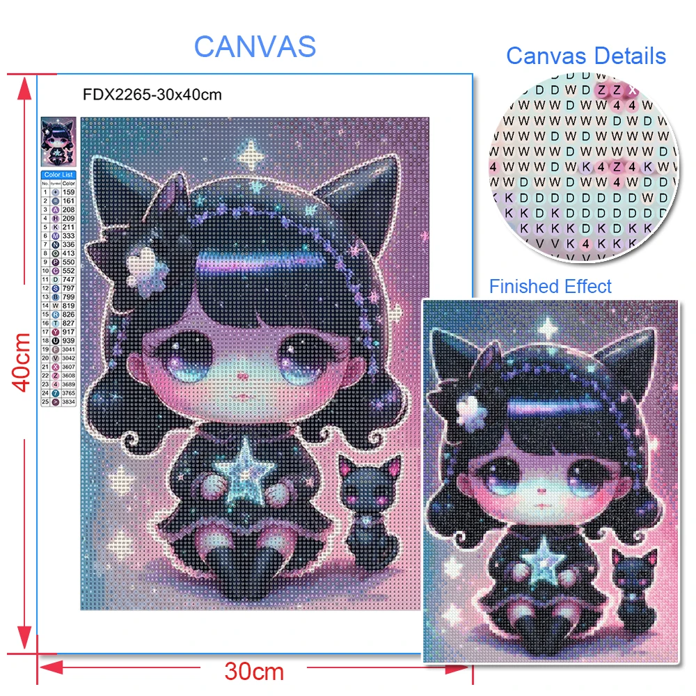 5D Cartoon Diamond Painting Cross Stitch Set Star Girl Diamond Mosaic Embroidery Suitable for Children DIY Gifts Home Decoration