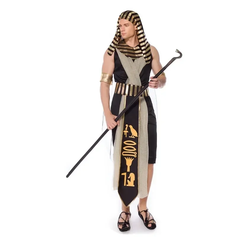 

Adult Ancient Egypt Pharaoh King Empress Cleopatra Queen Costume for Halloween Party Medieval Couples Cosplay Dress