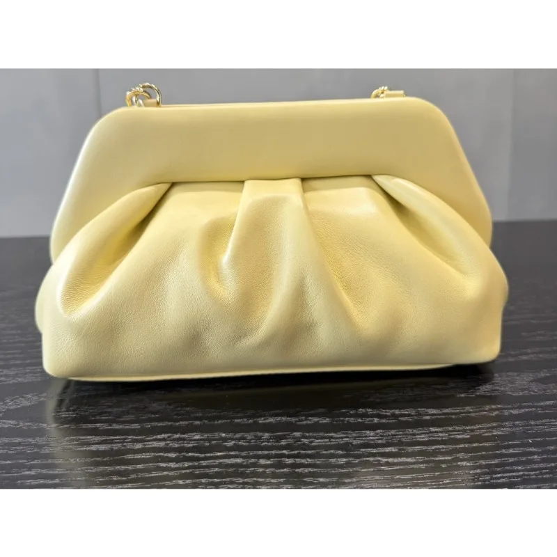 New Women's Bags, Pearl Hand-held Cloud Niche Design Unique Versatile Stylish Premium Simple Pleated Messenger Shoulder Bag