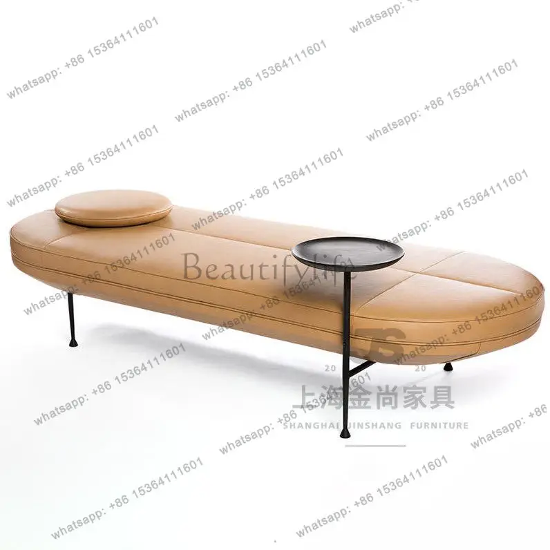 

Скандинавская кожаная табуретка для обуви в стиле легкой роскоши, креативная прикроватная скамья для спальни, модная скамья для демонстрационной комнаты