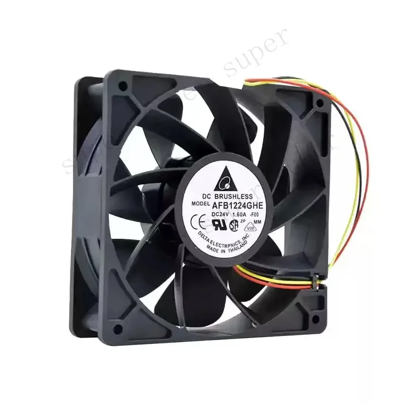 SLIDER AFB1224GHE DC 24V 1.60A 12038 Cooling Fan, 120x120x38mm High Power Industrial Server Miner Exhaust Axial Fan