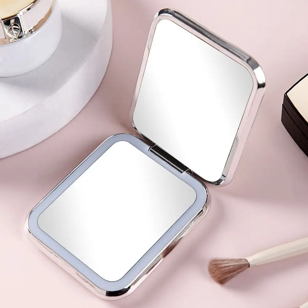 Miroir de maquillage LED Double face Portable, Mini miroir de poche à intensité variable avec placage de lumière, miroir de maquillage pliable INS pour dortoir