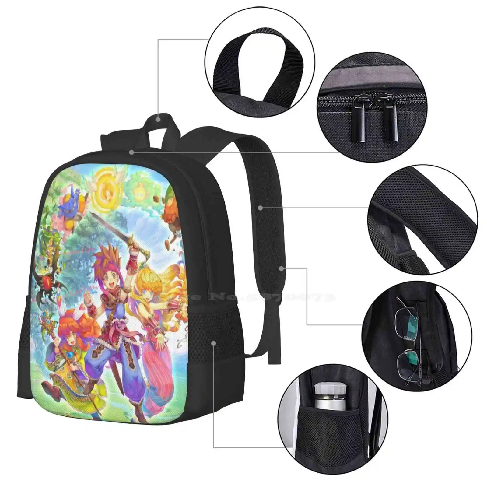 Secret Of Hot Sale ransel Fashion tas Secret Rpg Magic Mage Warrior Adventure Game Play Retro Legend Anime Manga