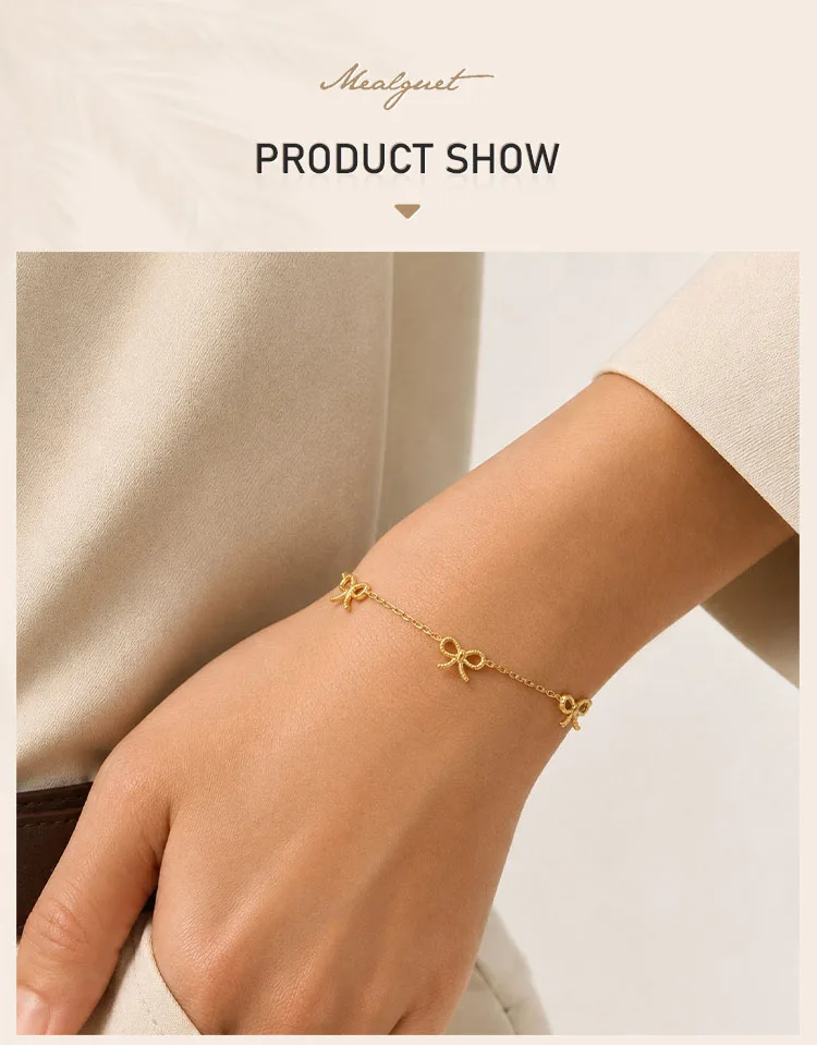 Armband mit mehreren Schleifenanhängern, zarte Kette aus goldfarbenem Edelstahl, Modeschmuck-Sortiment – Detail 1