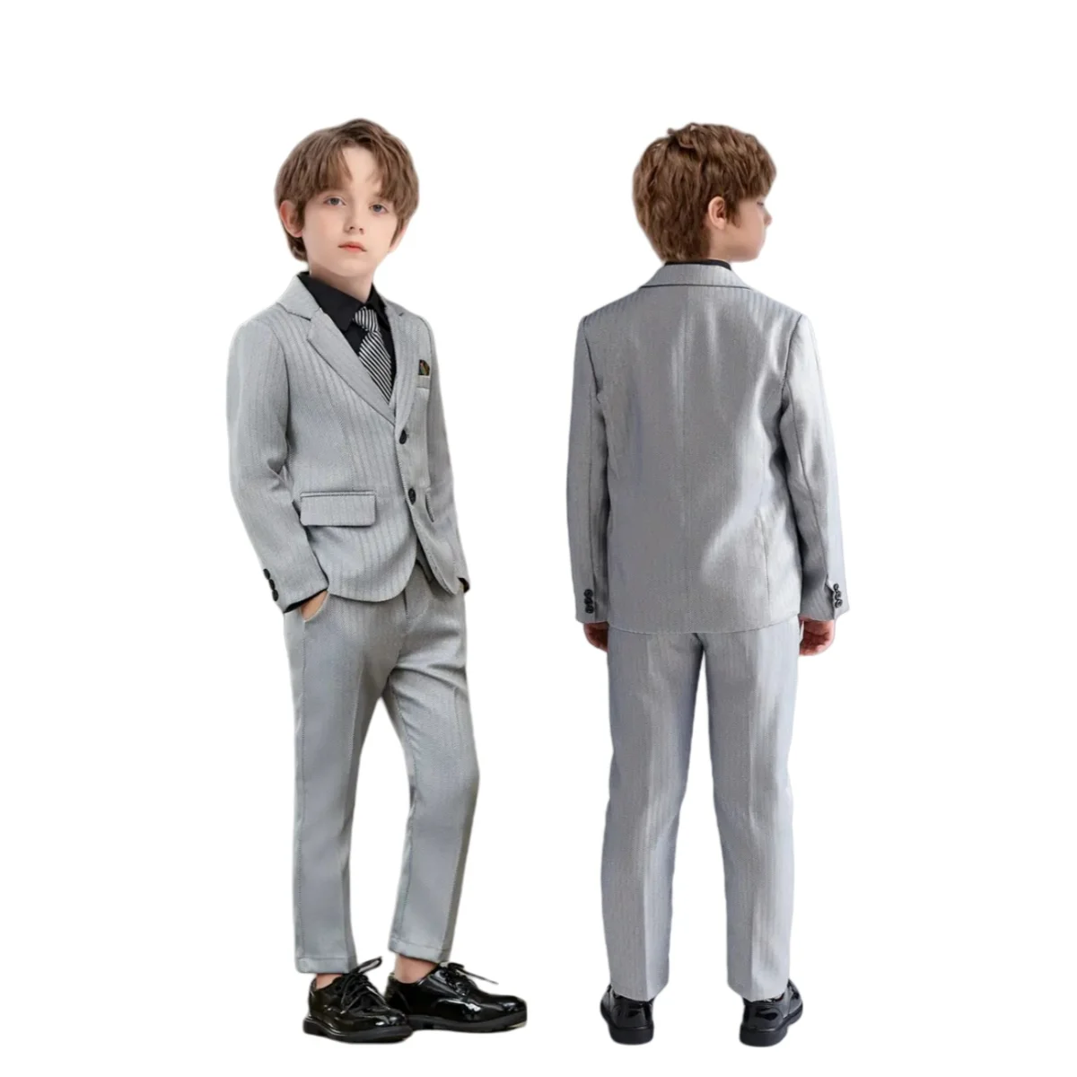 

2-11Years Kids Spirng 4Pieces/Set Jacket Vest Pants Tie Wedding Suit Boys Piano Host Performance Costume Children's Blazer Set