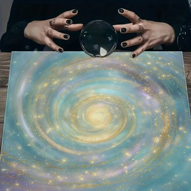 VIKAMA Blue Gilded Vortex Starry Sky Tarot Tablecloth Ceremony Tarot Cards Divination Table Mat Card deduction