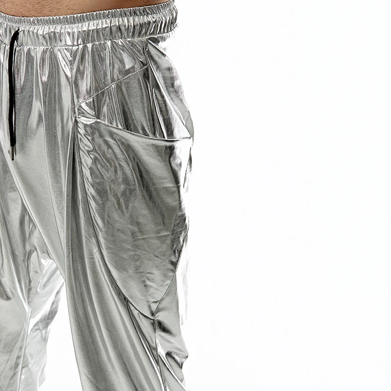 

Men s Metallic Joggers Shiny Jogger Pants Elastic Waist Holographic Color Hip Hop Trousers Workout Pants Sweatpants