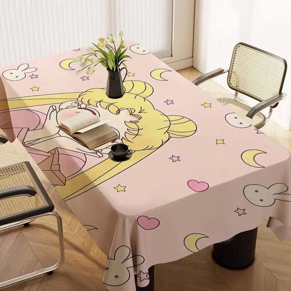 Cute S-Sailor M-MoonS Home Tablecloths Dining Decoration And Rectangular Table Accessories Waterproof Cloth Anti-stain