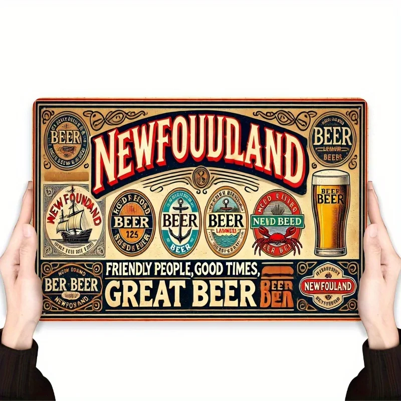 Vintage Newfoundland Beer Metal Sign - Durable Iron Wall Decor with Authentic Retro Beer Labels, Weatherproof Rustic Tin Art,  N
