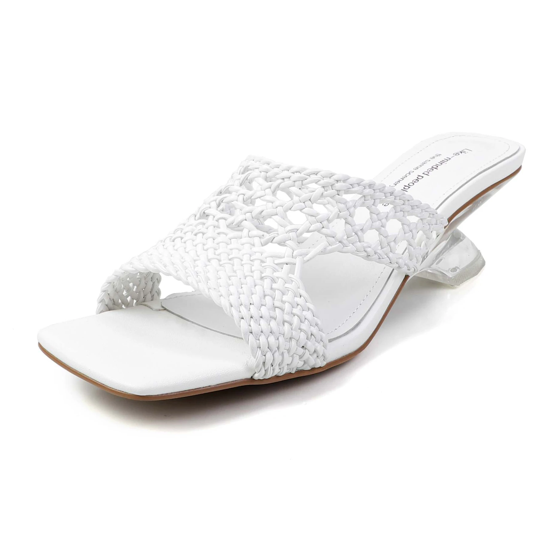 كرازينغ وعاء حزام منسوج Slingback البغال اللمحة تو ميد الكعوب أحذية الصيف أنيقة شيك النعال غير رسمية الحفلات النساء الصنادل الحديثة