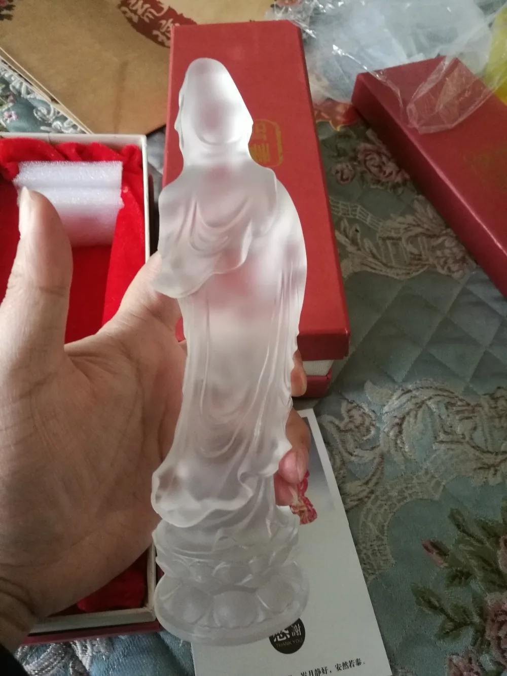 20CM TALL Home family shop efficacious Protection bless Safety Health Talisman High grade Natural CRYSTAL Guanyin Buddha statue view 5