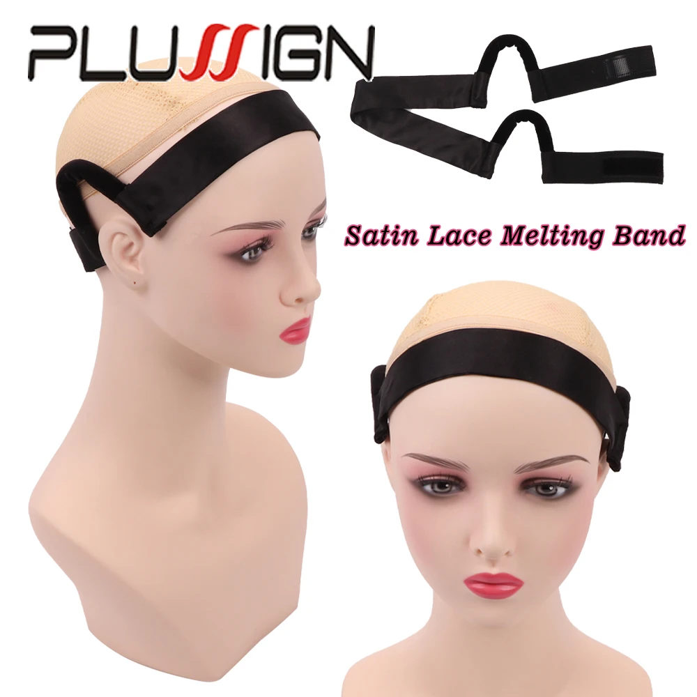Faixa de peruca de cetim com gancho de orelha para peruca de renda instalar faixa elástica de fusão confortável para perucas 1/2 pçs rosa peruca borda banda