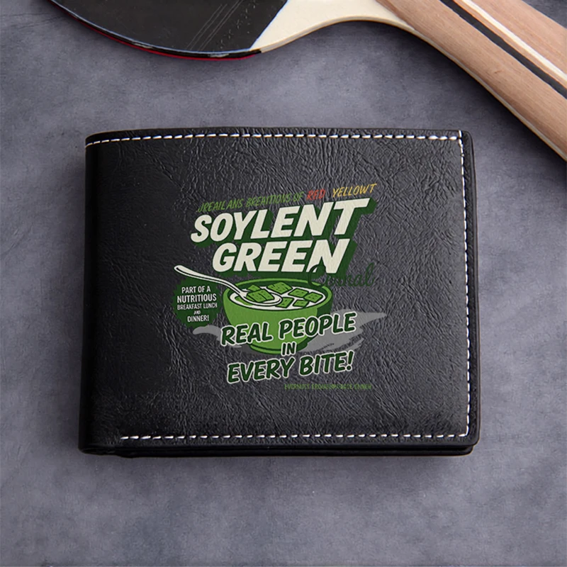 Soylent Green Inspired PU Leather Wallet Minimalist Design Durable Lightweight Business Style Men's Compact Wallet