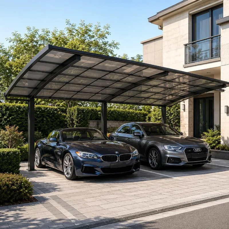 Outdoor Villa Garden Customized Permanent Steel Frame Auto Shelter Gazebo Parking Shade Awning Backyard Parking Roof