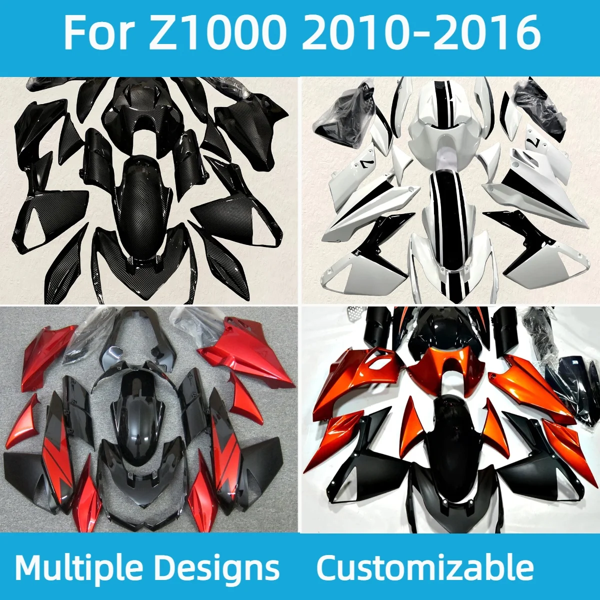 

Полный комплект обтекателей Z1000 2010-2016, окрашенные для мотоцикла, обтекатели из АБС-пластика, комплект обтекателя кузова для Kawasaki Z1000 10-16
