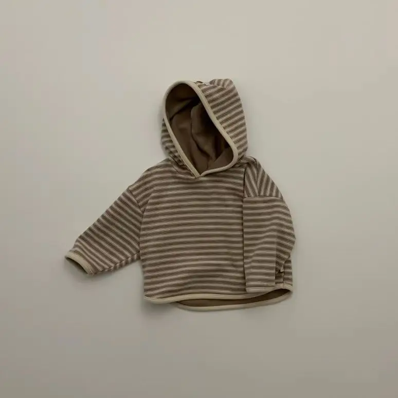 2026 ربيع جديد طفل طويل الأكمام مخطط هوديي الرضع صبي فتاة عادية مقنع البلوز طفل فضفاض القمم ملابس الأطفال