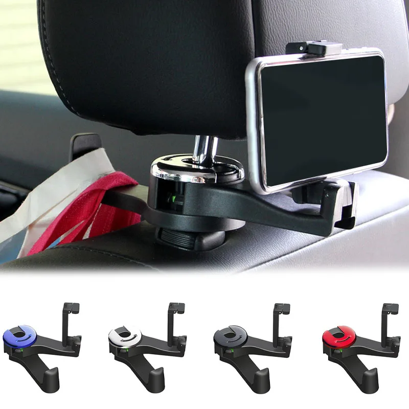 Multifunktionaler 2-in-1-Autohaken, versteckte Handy-Halterung, Halterung, Auto-Clip, hintere Reihe, Kopfstütze, Hakenschloss, Schnalle, Auto-Halterung