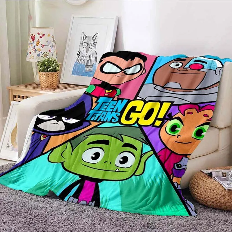 3D T-Teen T-Titans Go! Flannel Throw Blanket Super Soft Plush Warm Nap Blanket for Sofa Bedroom Office Kids Birthday Xmas Gifts