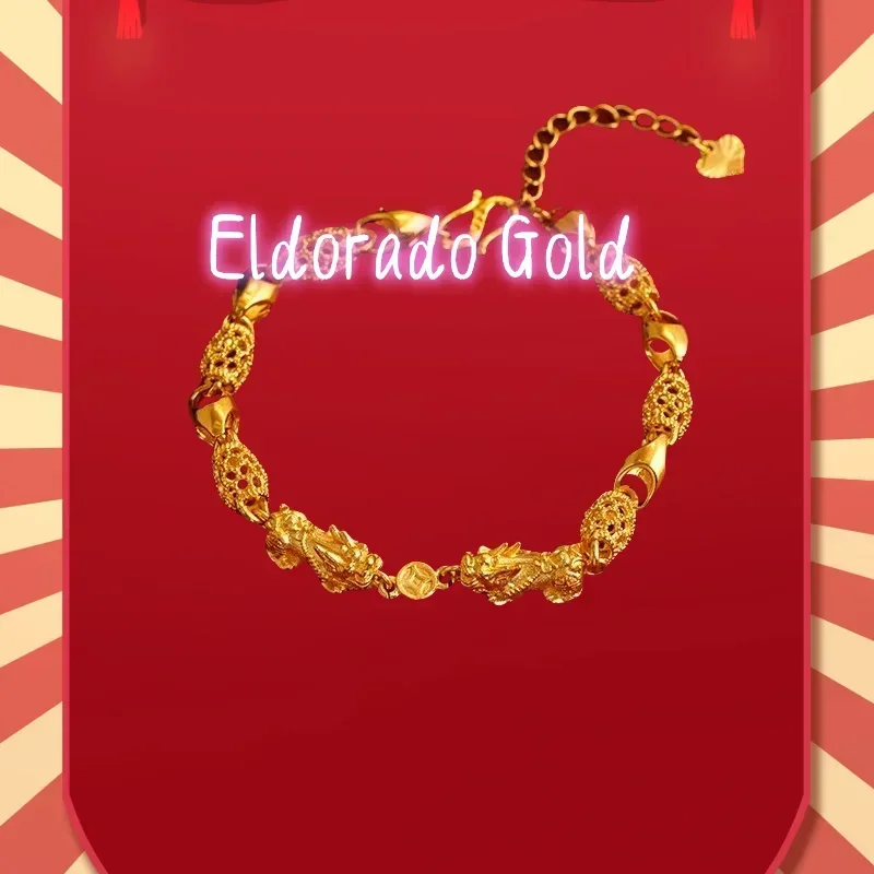 

Золотой браслет Eldorado Gold 2025 из высококачественного золота AU750 с изображением Pixiu, винтажный, элитный, из 18-каратного золота, для мужчин и женщин.