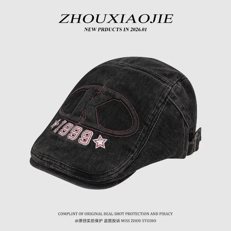 

Персонализированные джинсовые береты с цифровой вышивкой в виде звезд, в стиле Y2K, для весны и лета, уличный тренд, солнцезащитные кепки для мужчин и женщин