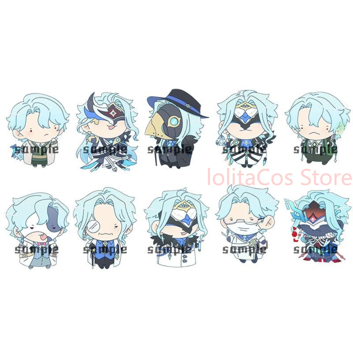 10pcs Genshin Impact Il Dottore Kawaii Mini Acrylic Brick Standee Set Anime Desktop Ornament Birthday Gift Xmas Cosplay