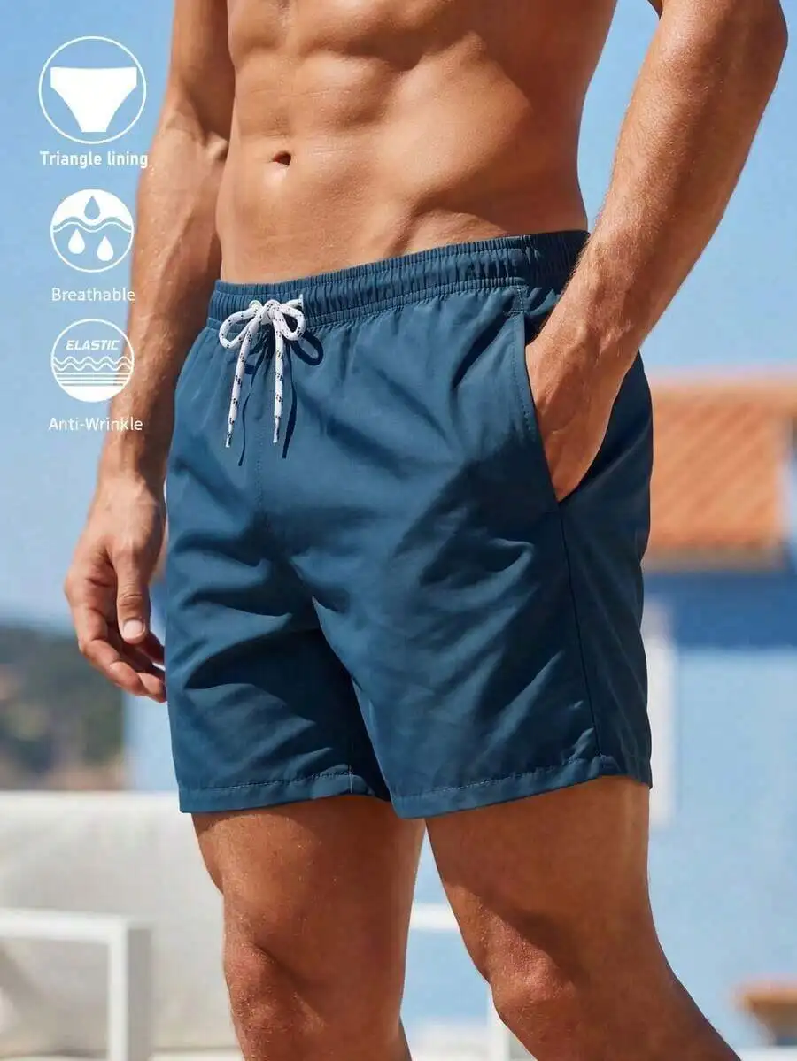 Men Swim Trunks Breathable Drawstring Swim Shorts